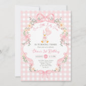 Invitation d'anniversaire de fille au ruban rose d (Devant)