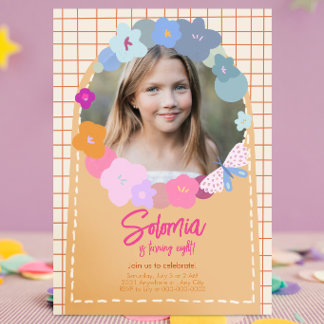 Invitation d'anniversaire de fille avec photo de f