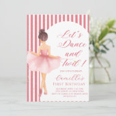 Invitation d'anniversaire de fille ballerine (Debout devant)