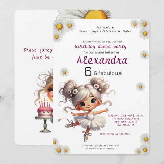 Invitation d'anniversaire de fille bizarre (Devant / Derrière)