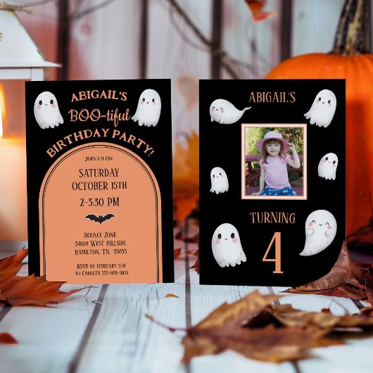 Invitation d'anniversaire de fille BOO-tiful Hallo