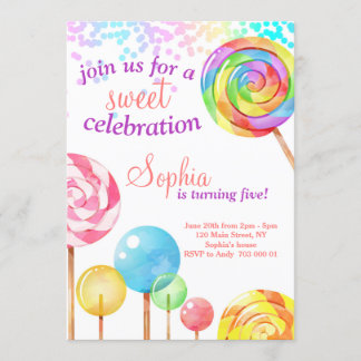 Invitation d'anniversaire de fille Candy Sweet Cel