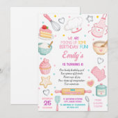 Invitation d'anniversaire de fille chef moderne pe (Devant / Derrière)