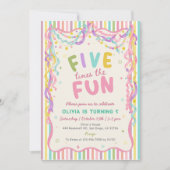 Invitation d'anniversaire de fille cinq fois plus (Devant)