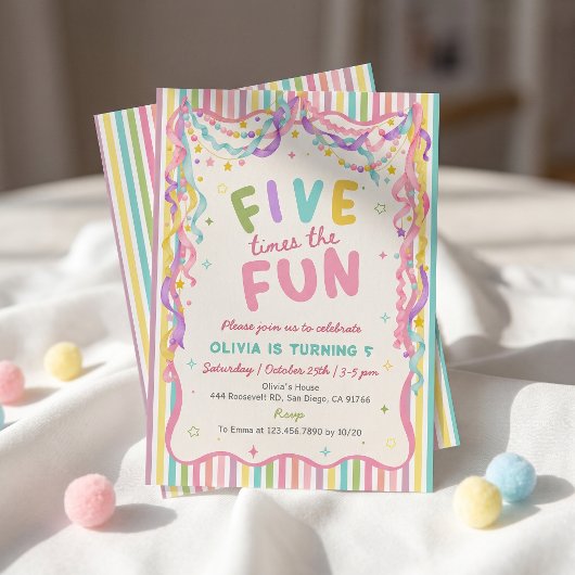 Invitation d'anniversaire de fille cinq fois plus