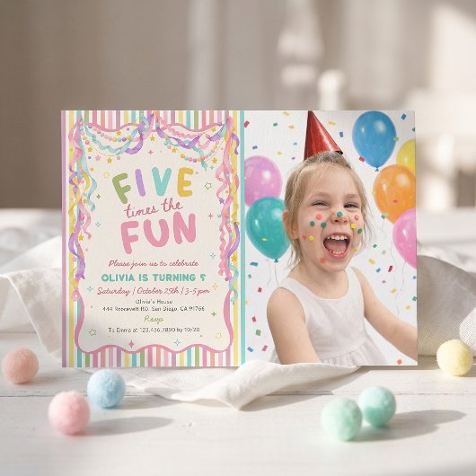Invitation d'anniversaire de fille cinq fois plus 