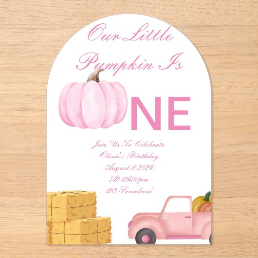 Invitation d'anniversaire de fille citrouille (Recto)