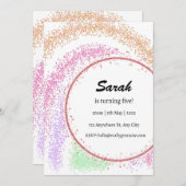 invitation d'anniversaire de fille colorée et arc- (Devant / Derrière)