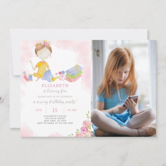 Invitation D'Anniversaire De Fille Coussin Avec Ph (Devant)