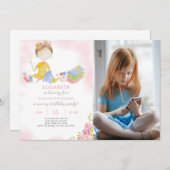 Invitation D'Anniversaire De Fille Coussin Avec Ph (Devant / Derrière)