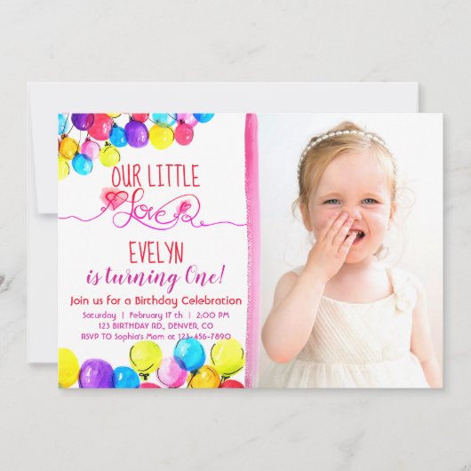 Invitation d'anniversaire de fille d'AMOUR de (Devant)