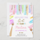 Invitation d'anniversaire de fille d'art, invitati (Devant)