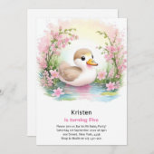 Invitation d'anniversaire de fille de canard (Devant / Derrière)