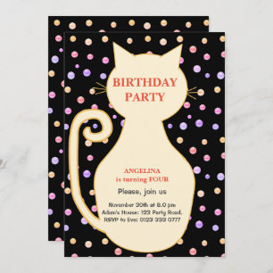 Invitation d'anniversaire de fille de chat