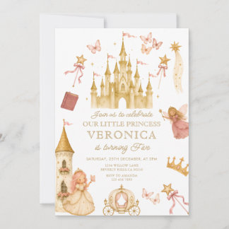 Invitation d'anniversaire de fille de château de p
