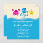 Invitation d'anniversaire de fille de créatures de (Devant / Derrière)