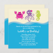 Invitation d'anniversaire de fille de créatures de (Devant / Derrière)