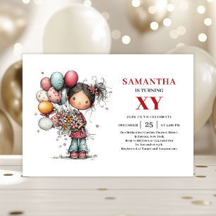 Invitation d'anniversaire de fille de dessin animé
