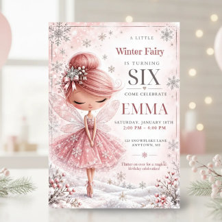 Invitation d'anniversaire de fille de fée de floco