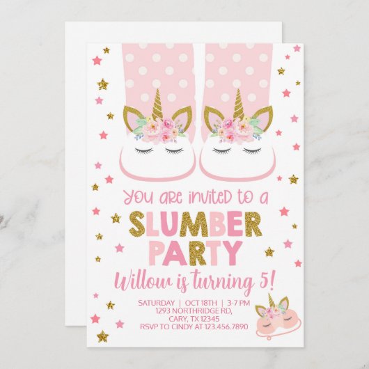 Invitation d'anniversaire de fille de fête de bois (Devant / Derrière)