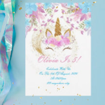 invitation d'anniversaire de fille de la licorne