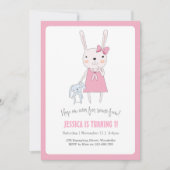 Invitation d'anniversaire de fille de lapin (Devant)