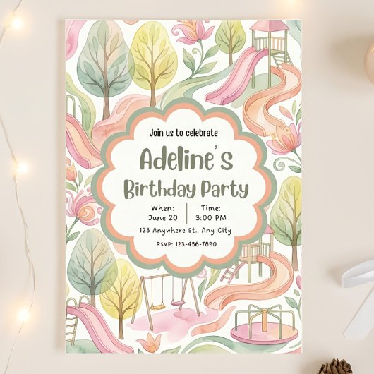 Invitation d'anniversaire de fille de parc modifia