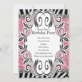 Invitation d'anniversaire de fille de parties (Dos)