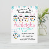 Invitation d'anniversaire de fille de pingouin (Debout devant)
