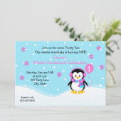 Invitation d'anniversaire de fille de pingouin (Debout devant)