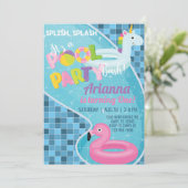Invitation d'anniversaire de fille de piscine, inv (Debout devant)
