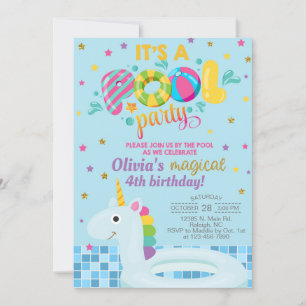 Invitation d'anniversaire de fille de piscine, inv