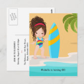 Invitation d'anniversaire de fille de plage d'été (Devant / Derrière)