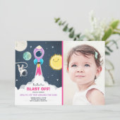 Invitation d'anniversaire de fille de rose (Debout devant)