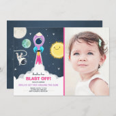 Invitation d'anniversaire de fille de rose (Devant / Derrière)