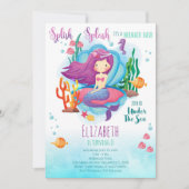 Invitation d'anniversaire de fille de sirène (Devant)