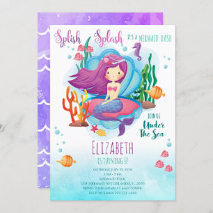 Invitation d'anniversaire de fille de sirène