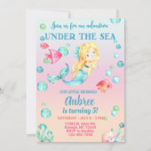 Invitation d'anniversaire de fille de sirène, sous (Devant)