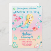 Invitation d'anniversaire de fille de sirène, sous (Devant / Derrière)