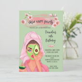 Invitation d'anniversaire de fille de spa vert sau (Debout devant)