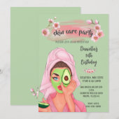 Invitation d'anniversaire de fille de spa vert sau (Devant / Derrière)
