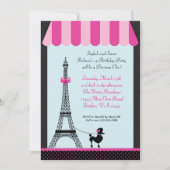 Invitation d'anniversaire de fille de Tour Eiffel (Devant)