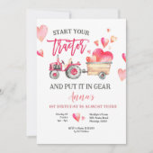 Invitation d'anniversaire de fille de Tracteur ros (Devant)