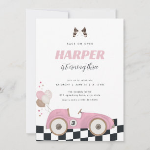 Invitation d'anniversaire de fille de voiture de c