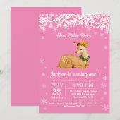 Invitation d'anniversaire de fille d'hiver de cerf (Devant / Derrière)
