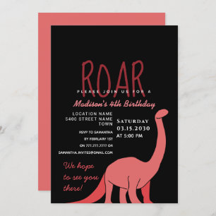 Invitation d'anniversaire de fille Dinosaur