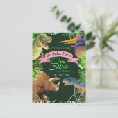 Invitation d'anniversaire de fille dinosaure (Debout devant)