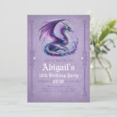 Invitation d'anniversaire de fille Dragon Violet (Debout devant)