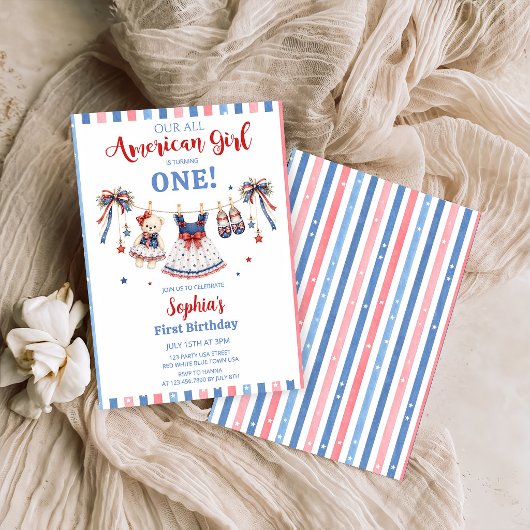 Invitation d'anniversaire de fille en vêtements ro
