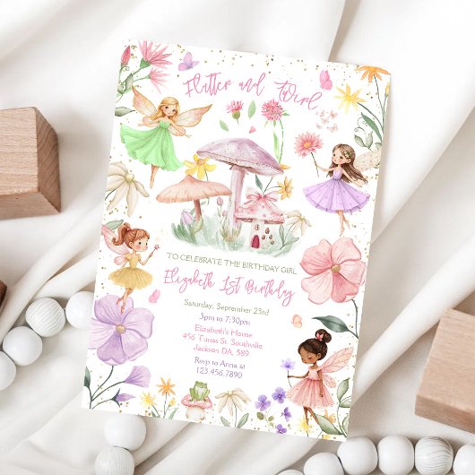 Invitation d'anniversaire de fille fée papillonnan